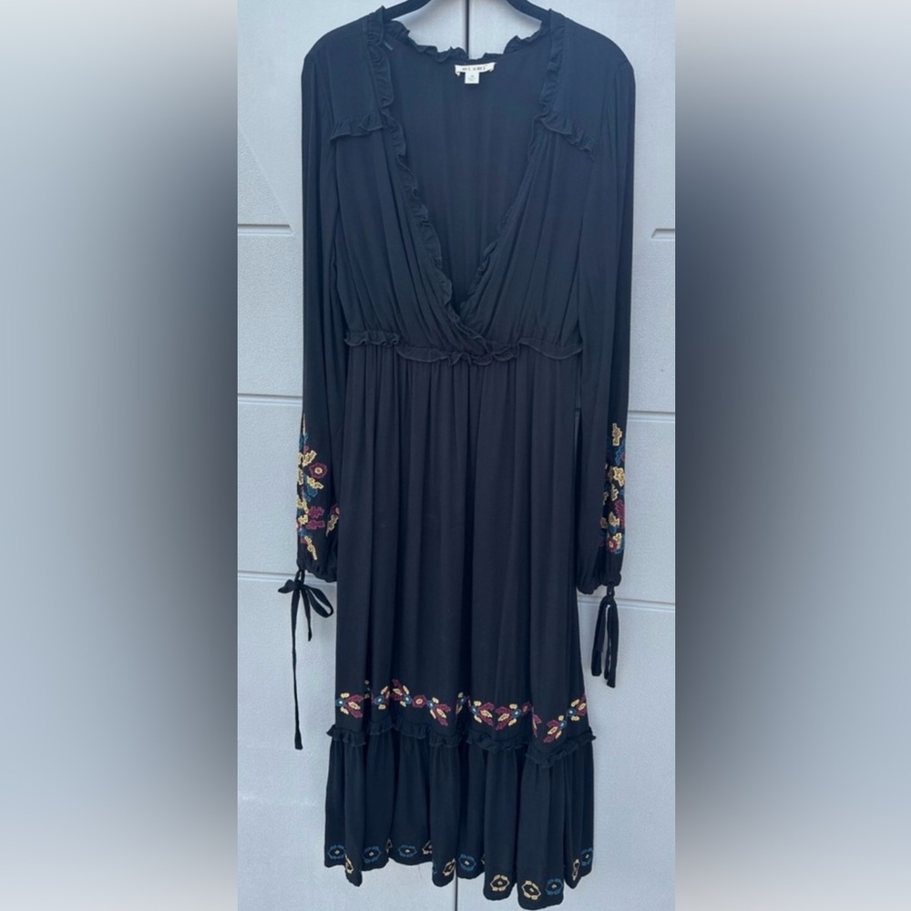 Miami Embroidered Black and Brown Dress
